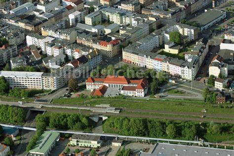 Gera Aus Der Vogelperspektive Gleisverlauf Und Bahnhofsgeb Ude Der