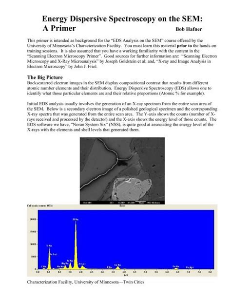 Energy Dispersive Spectroscopy On The Sem A Primer