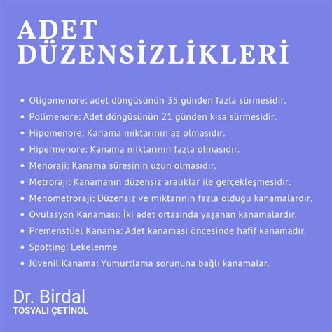 Adet Düzensizliği Dr Birdal Tosyalı Çetinol