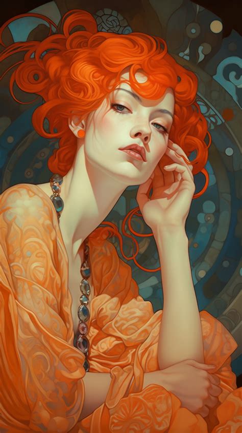 A Painting Of A Woman With Red Hair Jugendstil Kunst Kunst Gem Lde