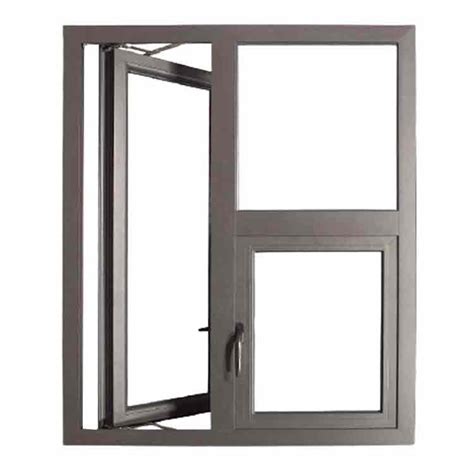 Gray Powder Coated Aluminium Vertical Window Size Dimension 3x5 5