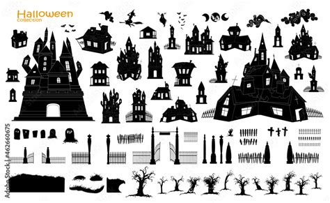 Happy Halloween Magic Collection Witch Wizard Attributes Creepy And Spooky Elements For