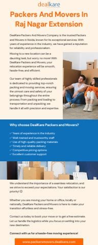 Packers And Movers In Raj Nagar Extension Dealkare