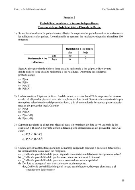 Práctica 2 Probabilidad condicional Teorema Bayes