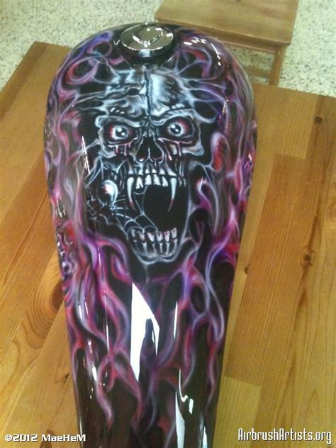 Skull Gas Tank By Mae J Cash Custom Motorcycle Paint Jobs Custom Paint