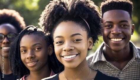 Group Of Diverse And Empowered African American Black Youth High School