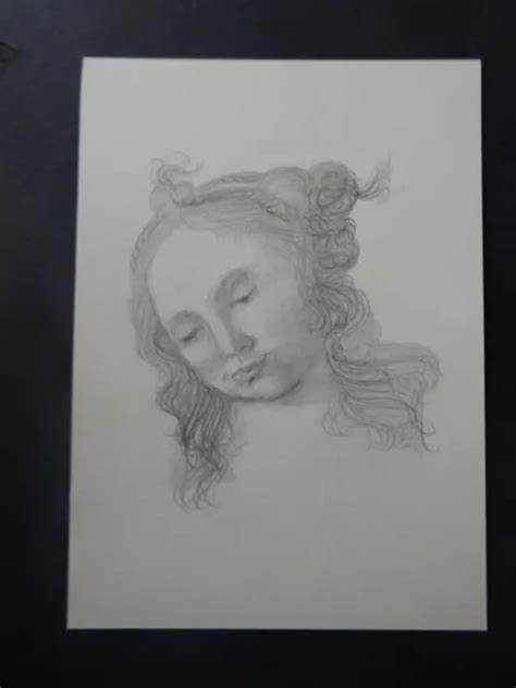 Renaissance Style Drawing After Andrea Del Verrocchio Head Of A Woman