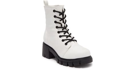 Mia Tauren Lug Sole Combat Boot In White At Nordstrom Rack Lyst