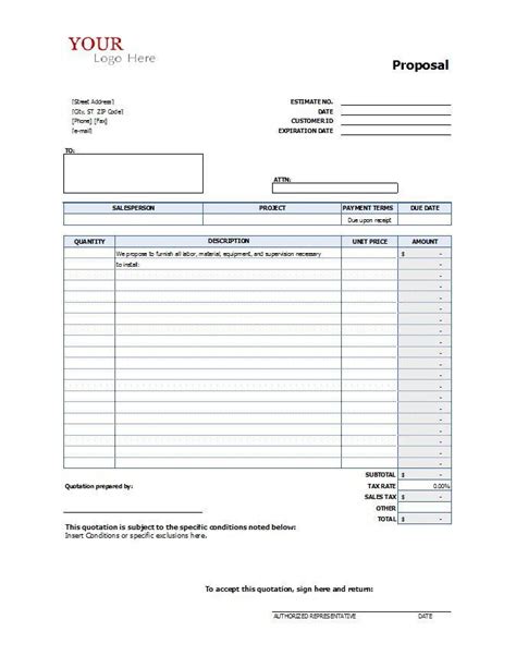 Sample Construction Proposal Template Template Forms Free