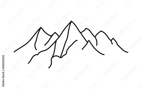 Vector Black And White An Outline Illustration Of The Grand Teton