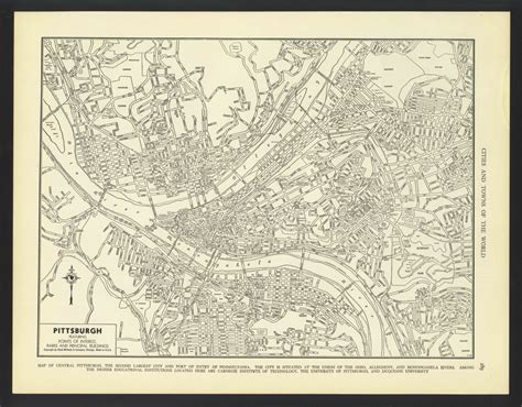 Vintage Street Map Pittsburgh Pennsylvania From 1942 Original