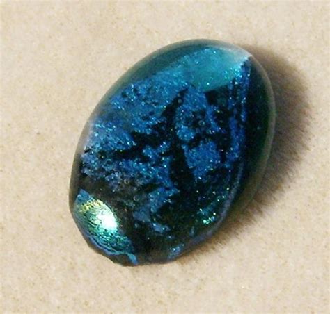 Dichroic Glass Cabochon Gorgeous Handmade Blue By Jewelryartistry