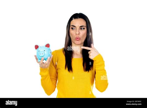 Attractive Brunette Woman Isolated On A White Background Stock Photo Alamy