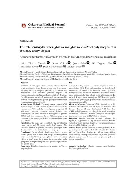 Pdf The Relationship Between Ghrelin And Ghrelin Leu Met