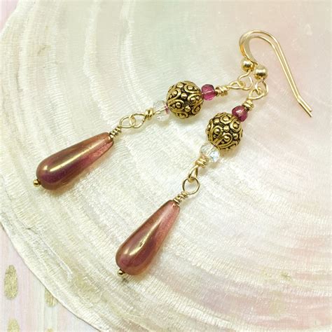 Rose Pink Dangle Earrings Rose Pink Bridesmaid Earrings - Etsy