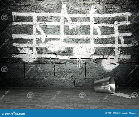 Graffiti Wall With Music Notes Sign, Street Background Stock Photo ...