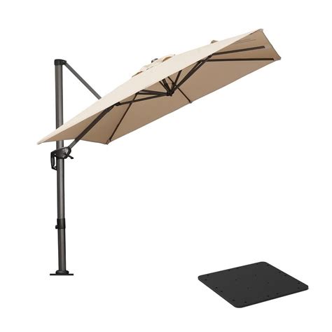 Purple Leaf 8 Ft Square Aluminum Outdoor Patio Cantilever Umbrella Offset 360 Degree Rotation