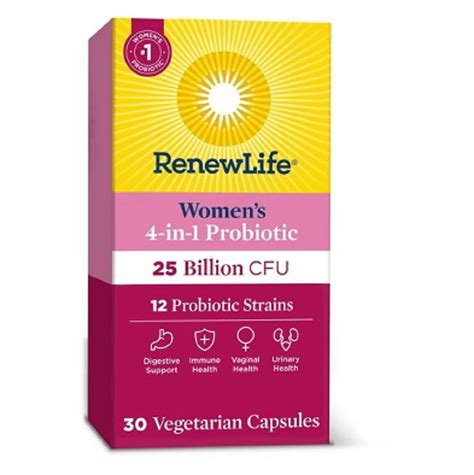 Renew Life Womens 4 In 1 Probiotic 25 Billion Cfu 12 Probiotic Strains