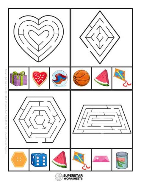 Shape Mazes Superstar Worksheets