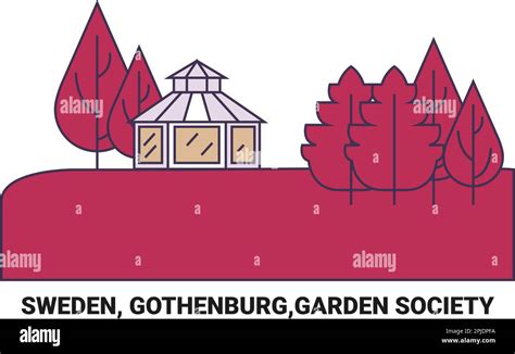 Sweden Gothenburggarden Society Travel Landmark Vector Illustration