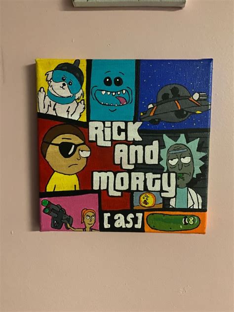 Rick And Morty Gta Painting In Pink Canvas Art Canvas Art