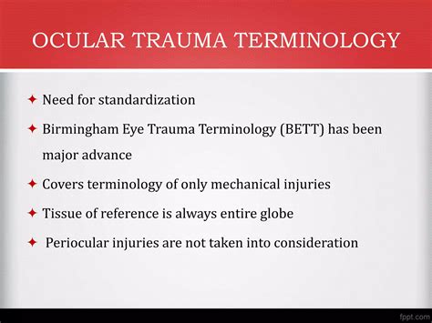 Ocular Injuries Classification And Management Protocol Pptx