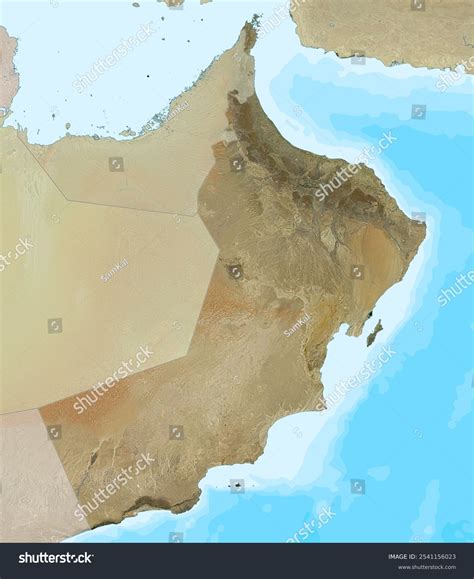 Blank Isolated Physical Satellite Map Oman Stock Photo 2541156023