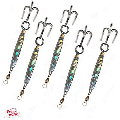 Pcs Oz Fishing Diamond Jig Mylar Holographic Laser With A Treble Hook