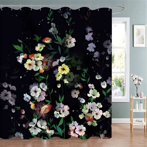 Green Tropical Plant Leaves Shower Curtain Eucalyptus Leaves Gold