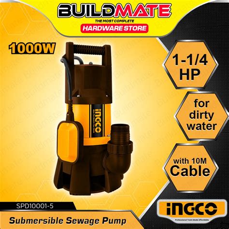 Buildmate Ingco Hp W Submersible Sewage Water Pump Outlet Water