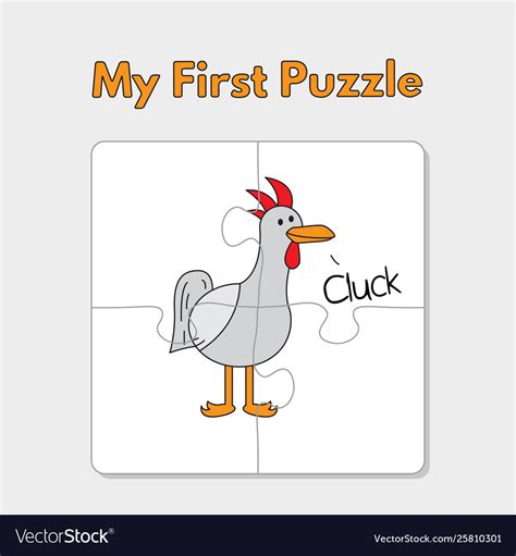 Cartoon chicken puzzle template for children Vector Image