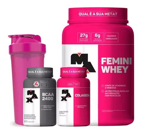 Whey Protein Femini Whey Colageno Bcaa Max Titanium Frete grátis