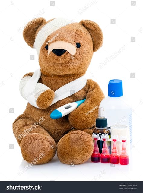 Sick Teddy Bear Wrapped Bandages Underarm Stock Photo 61641670