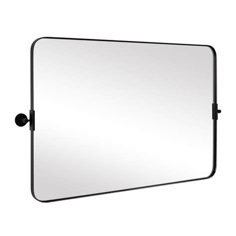 Modern Tilting Pivot Bathroomvanity Mirror Rounded Rectangle Mirror Hangs Horizontal Moon Mirror