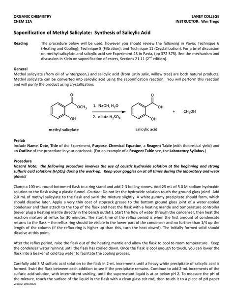 Methyl Salicylate Synthesis