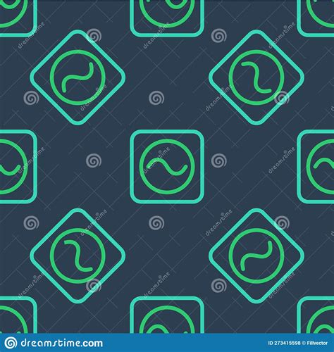 Line AC Voltage Source Symbol Icon Isolated Seamless Pattern On Blue