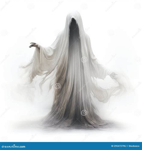 Ethereal Ghost In White Gown Translucent Layers And Otherworldly