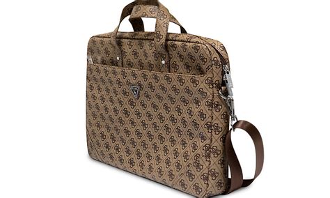 Guess Saffiano G Triangle Logo Cali Br Zowy Torba Na Laptopa