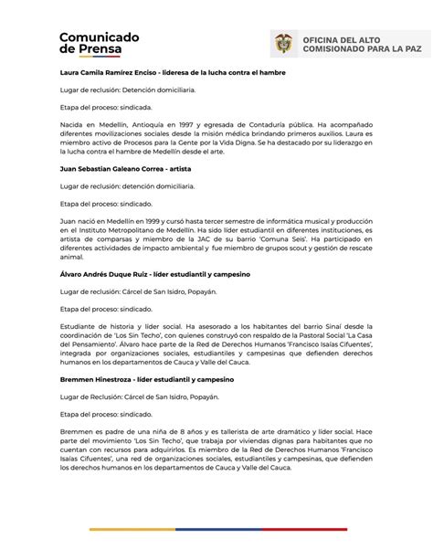 Alto Comisionado Paz on Twitter ATENCIÓN Comunicado del