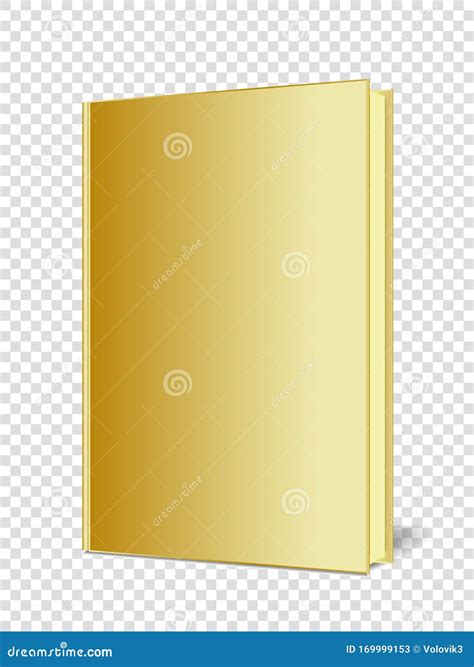 Golden Mock Up Of A Closed Upright Book Made In Perspective On A