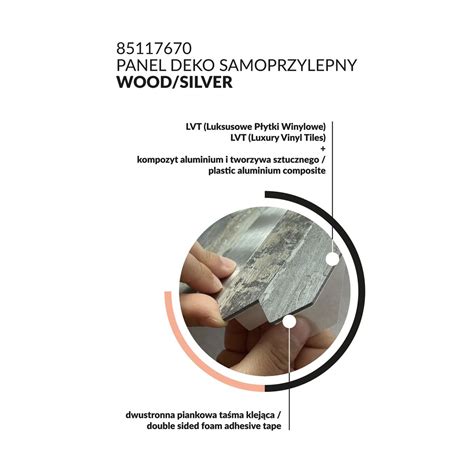 Panel ścienny samoprzylepny dekoracyjny PCV Wood Silver Fllow Leroy