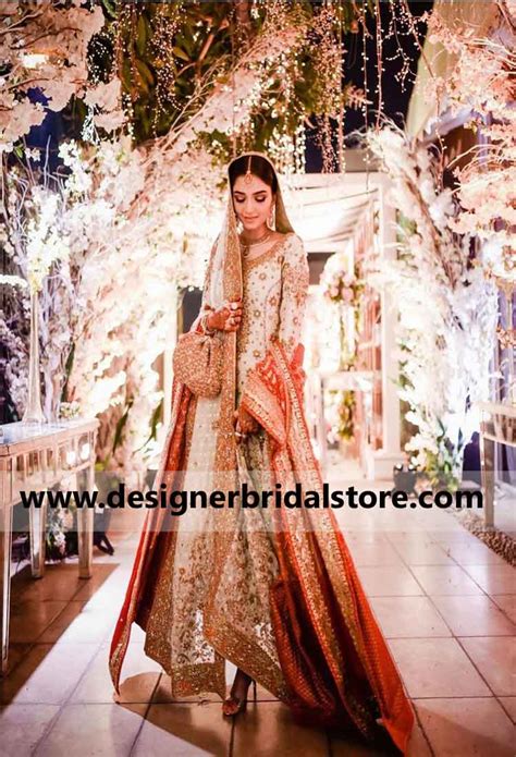 Dr Haroon Light Shade Beautiful Gold Antique Work Bridal Dress For