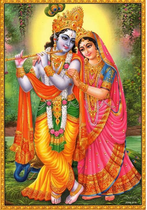 Krishna Radha Large Indian Vintage Style Devotional Print Etsy