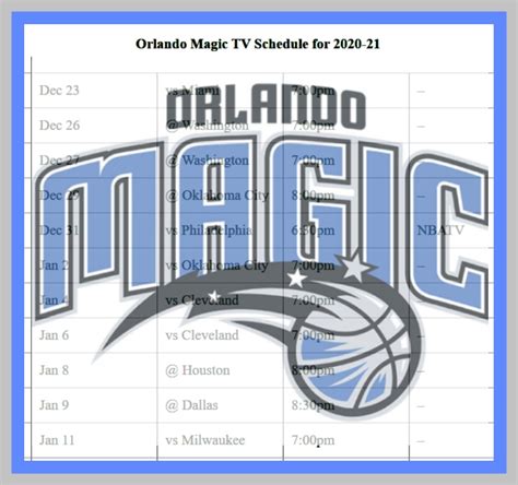 Orlando Magic Schedule January Alexi Austina