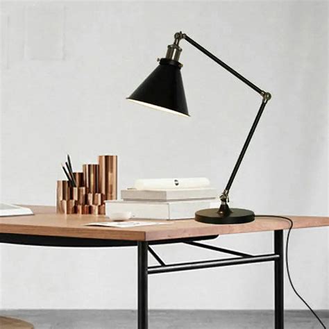 Modern Swing Arm Iron Table Lamps Personalized Classic Black Decorative