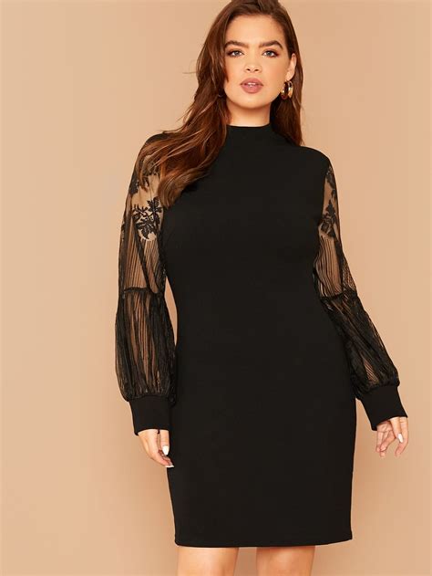 Plus Mock Neck Lace Lantern Sleeve Dress Sponsored Ad Lace Neck