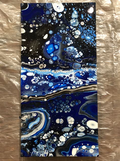 Deep Space Nine 10x20” On Canvas Fluid Acrylic Painting By Waterfall