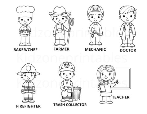 Community Helpers Coloring Pages Printable Instant Etsy India