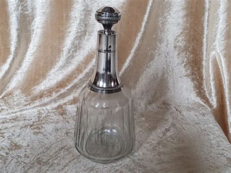 Ancienne Carafe A Decanter En Cristal De Baccarat Monture Argent Massif