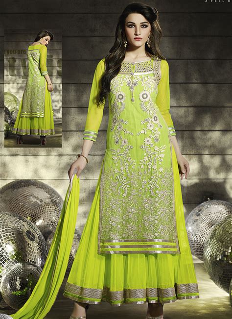 Green Net Embroidered Work Designer Pakistani Suit